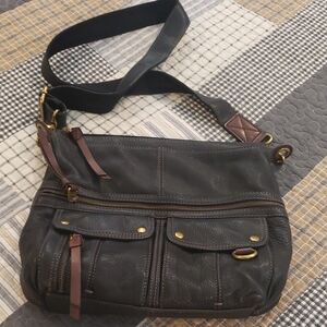 Fossil Black Leather Crossbody Bag